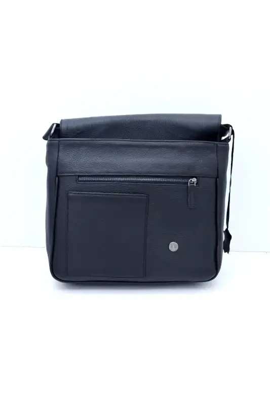 Philip Black Genuine Real Leather Messenger&Document Bag-Black - 4