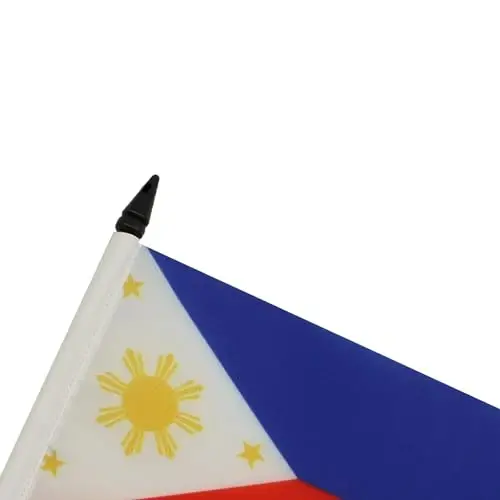 Philippines Table Flag 4'' x 6'' - Filipino Desk Flag 15 x 10 cm. - Black plastic stick and base - AZ FLAG - 4