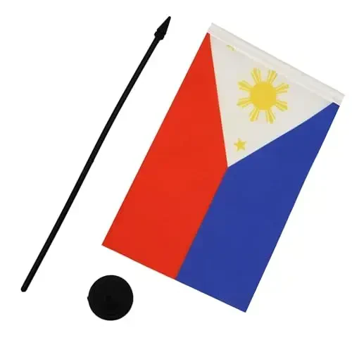 AZ FLAG Philippines Table Flag 5'' x 8'' - Filipino Desk Flag 21 x 14 cm. - Black plastic stick and base - 3