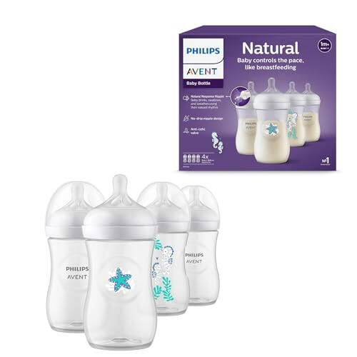 Philips Avent Natural Baby Bottle with Natural Response Nipple, with Sea Design, 9oz, 4pk, SCY903/68 - 8