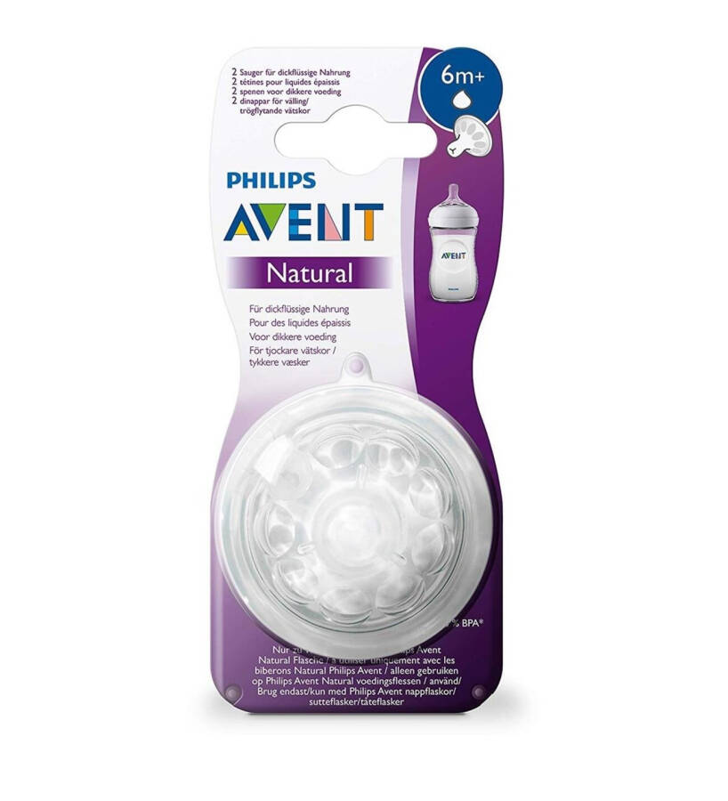 Philips Avent Natural Thick Flow Y Cut +6 Months 2 Pack Bottle Teats - 7