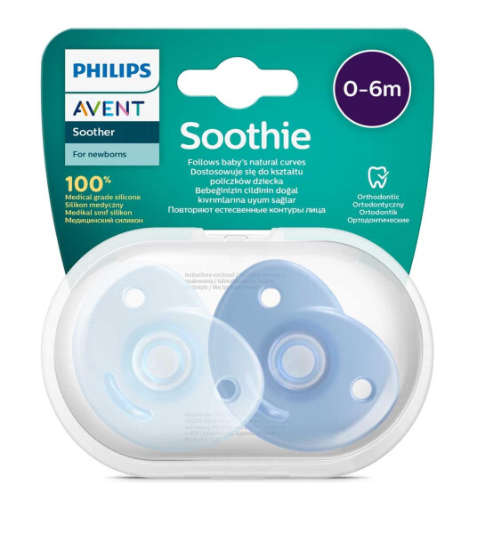 Philips Avent Soothie Orthodontic Storage Container 2pcs Pacifier 0-6 Months - Boys - 1