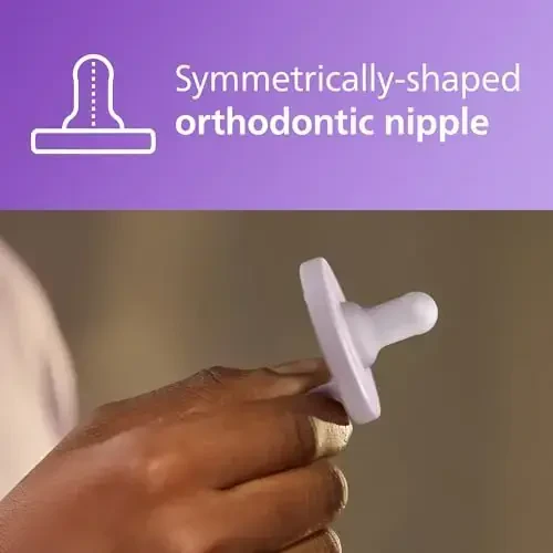 Philips Avent Soothie Orthodontic Baby Pacifiers, 100% Silicone Pacifiers, One Piece, BPA-Free, for Babies 3-18 Months, 2 Lilac and 2 Pink, 4 Pack, Model SCF192/70 - 3