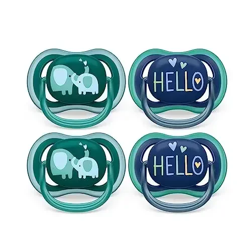 Philips Avent Ultra Air Pacifier - 4 x Light, Breathable Baby Pacifiers for Babies Aged 18 Months Plus, BPA Free with Sterilizer Carry Case, SCF349/20 - 1