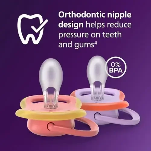 Philips Avent Ultra Air Pacifiers - Orthodontic Design, for Babies 18 Months+, Extra-Firm Silicone Symmetrical Nipple, BPA-Free, with 2 Sterilizing Cases, 4 Pack, SCF349/54 - 3