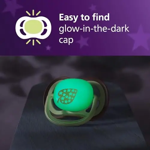 Philips Avent Ultra Air Nighttime Pacifiers - Orthodontic Design, for Babies 18 Months+, Glow in The Dark, Extra-Firm Silicone Symmetrical Nipple, BPA-Free, 2 Sterilizing Cases, 4 Pack, SCF376/38 - 4