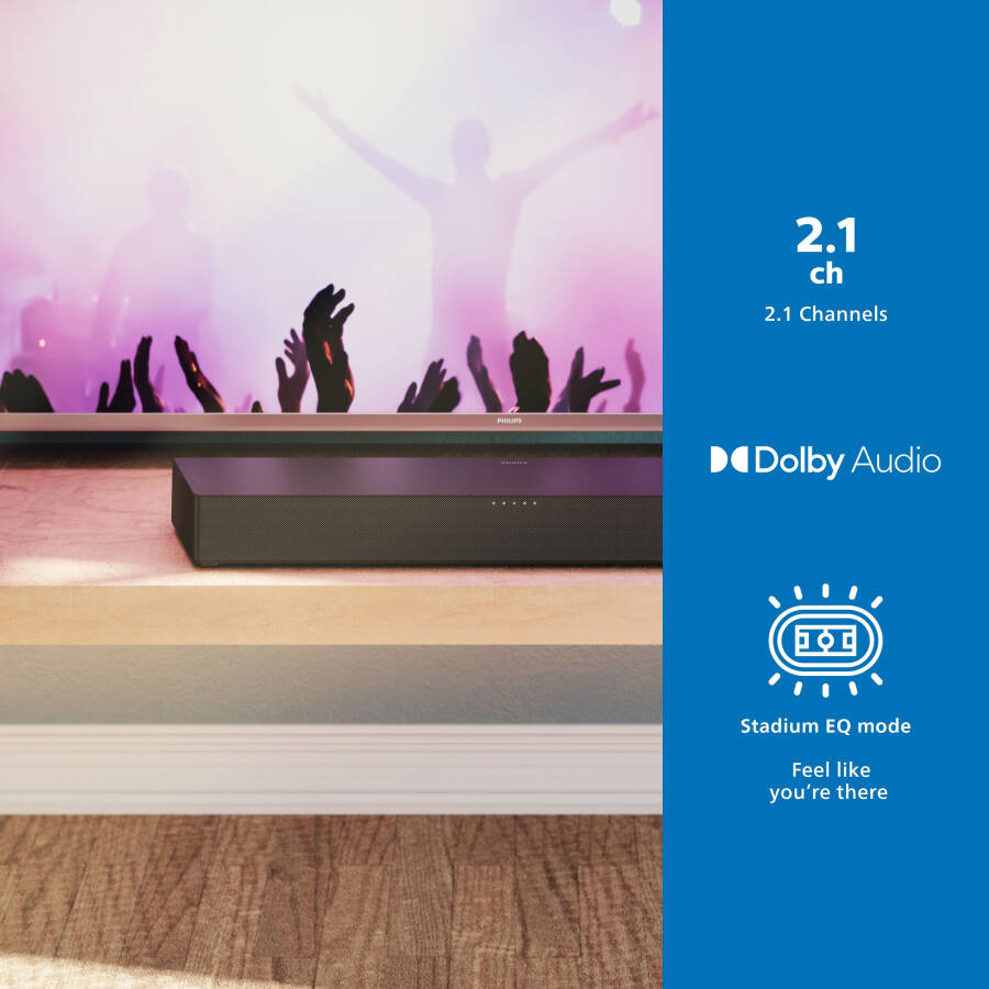 Philips B5706 2.1 Kanallı Yerleşik Subwooferlı Soundbar, Stadyum EQ Modu - 2