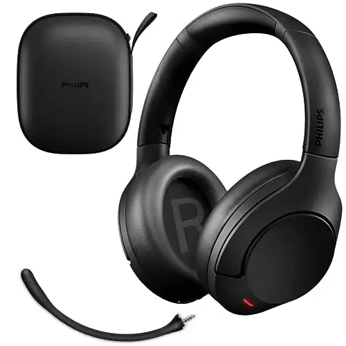 Philips Wireless Headphones Noise Cancelling, Stereo Over Ear Wireless Headphones with Removable Mic, Bluetooth Headset with Microphone, Lightweight and Touch Control, 55 Hours Playtime 