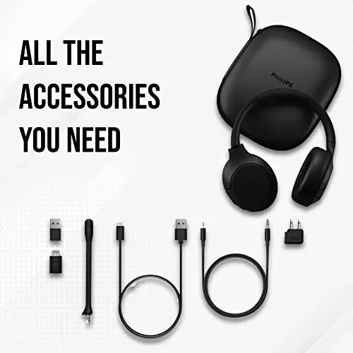 Philips Wireless Headphones Noise Cancelling, Stereo Over Ear Wireless Headphones with Removable Mic, Bluetooth Headset with Microphone, Lightweight and Touch Control, 55 Hours Playtime - PHILIPS (1)