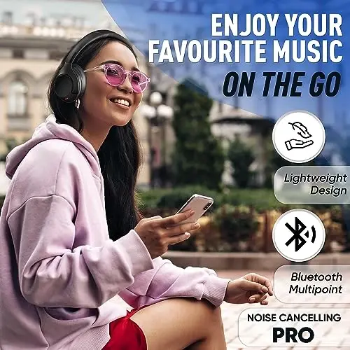 Philips Wireless Headphones Noise Cancelling, Stereo Over Ear Wireless Headphones with Removable Mic, Bluetooth Headset with Microphone, Lightweight and Touch Control, 55 Hours Playtime - 3