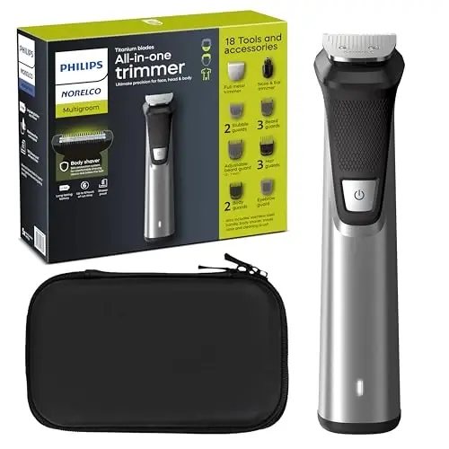 Philips Norelco Multigroom 9000 Series MG9740-18-in-1 Precision Trimmer for Face, Head, and Body with Titanium Blades, 6-Hour Battery Life, and Showerproof Design, Packaging May Vary - 1