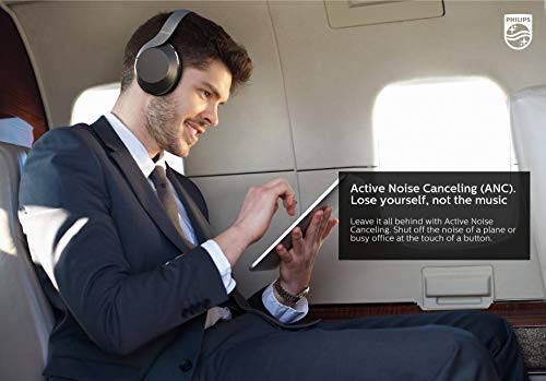 Philips PH805 Active Noise Canceling (ANC) Over Ear Wireless Bluetooth Performance Headphones w/Hi-Res Audio, Comfort Fit and 30 Hours of Playtime (TAPH805BK) - 3