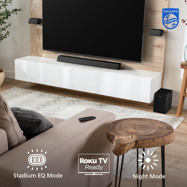 Philips TAB7568 5.1 Channel Soundbar w/ Wireless Subwoofer & Wired Surround Speakers - 4