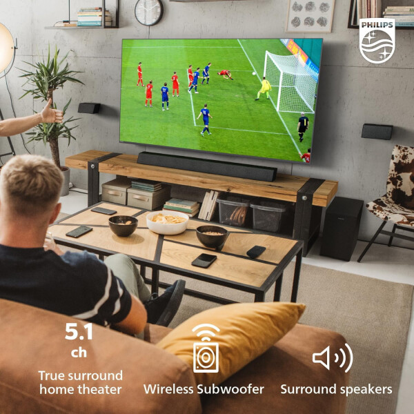 Philips TAB7568 5.1 Kanal Soundbar, Kablosuz Subwoofer ve Kablolu Surround Hoparlörler - 2