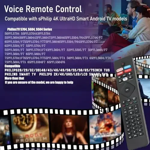 2 Pcs Voice Remote Control for Phillips Voice TV Replacement. Universal Remote Control for Philip 4K UltraHD Smart Android TV with Google Assistant. for Philips 43