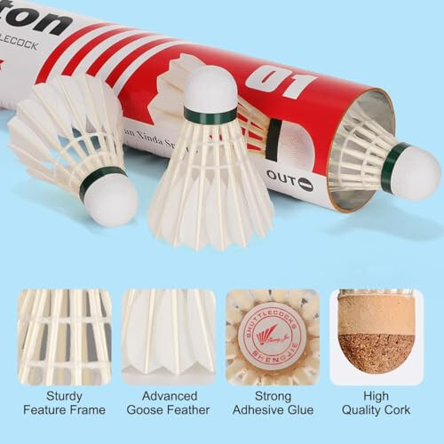 Philonext Goose Feather Badminton Shuttlecocks Birdies, 12 Pack Hight Speed Training Badminton Balls with Great Stability for Indoor Outdoor - 2