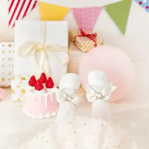 PHIRAMIN Baby Girls Mary Jane Flats - Infant Newborn Walking Shoes Soft Rubber Sole Princess Wedding - 3