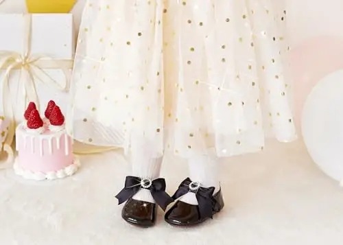 PHIRAMIN Baby Girls Mary Jane Flats - Infant Newborn Walking Shoes Soft Rubber Sole Princess Wedding - 2