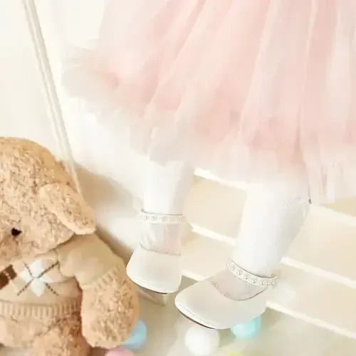 PHIRAMIN Baby Girls Mary Jane Flats - Infant Newborn Walking Shoes Soft Rubber Sole Princess Wedding - PHIRAMIN (1)