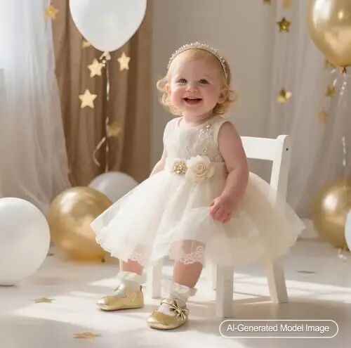 PHIRAMIN Baby Girls Mary Jane Flats - Infant Newborn Walking Shoes Soft Rubber Sole Princess Wedding - PHIRAMIN (1)