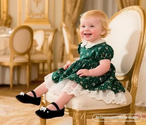 PHIRAMIN Baby Girls Mary Jane Flats - Infant Newborn Walking Shoes Soft Rubber Sole Princess Wedding - 2