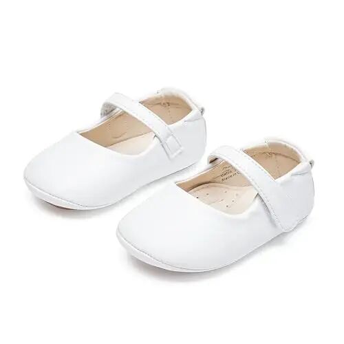 PHIRAMIN Baby Girls Mary Jane Flats - Infant Newborn Walking Shoes Soft Rubber Sole Princess Wedding - PHIRAMIN (1)