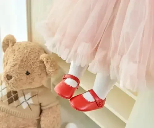 PHIRAMIN Baby Girls Mary Jane Flats - Infant Newborn Yuradigan Poyabzal Yumshoq Rezina Taglik Princess To'y - 2