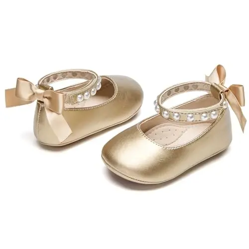 PHIRAMIN Baby Girls Mary Jane Flats - Infant Newborn Yuradigan Poyafzal Yumshoq Rezina Taglik Princess To'y - 6