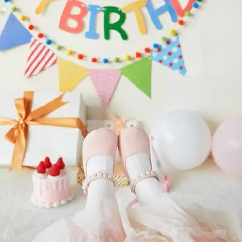 PHIRAMIN Baby Girls Mary Jane Flats - Infant Newborn Yurish poyabzallari Yumshoq rezina taglik Princess to'y - PHIRAMIN (1)
