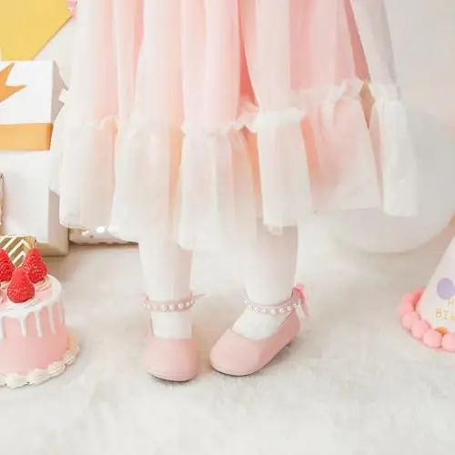 PHIRAMIN Baby Girls Mary Jane Flats - Infant Newborn Yurish poyabzallari Yumshoq rezina taglik Princess to'y - 3