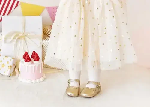 PHIRAMIN Baby Girls Mary Jane Flats - Infant Newborn Yurish poyafzallari Yumshoq rezina taglikli malika to'yi - 3