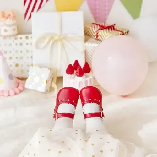 PHIRAMIN Baby Girls Mary Jane Flats - Infant Newborn Walking Shoes Soft Rubber Sole Princess Wedding - PHIRAMIN (1)