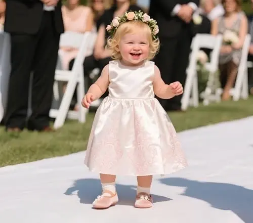 PHIRAMIN Baby Girls Mary Jane Flats - Infant Newborn Walking Shoes Soft Rubber Sole Princess Wedding - 2