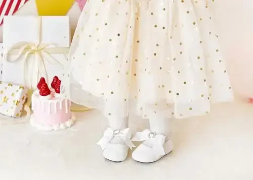 PHIRAMIN Baby Girls Mary Jane Flats - Infant Newborn Walking Shoes Soft Rubber Sole Princess Wedding - PHIRAMIN (1)