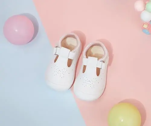PHIRAMIN Baby Girls Mary Jane Flats - Infant Newborn Walking Shoes Soft Rubber Sole Princess Wedding - PHIRAMIN (1)