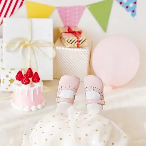 PHIRAMIN Baby Girls Mary Jane Flats - Infant Newborn Walking Shoes Soft Rubber Sole Princess Wedding - 2