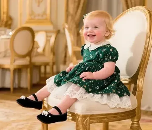 PHIRAMIN Baby Girls Mary Jane Flats - Infant Newborn Walking Shoes Soft Rubber Sole Princess Wedding - MODAZONE (1)