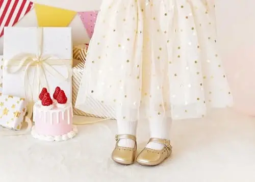 PHIRAMIN Baby Girls Mary Jane Flats - Infant Newborn Walking Shoes Soft Rubber Sole Princess Wedding - 3