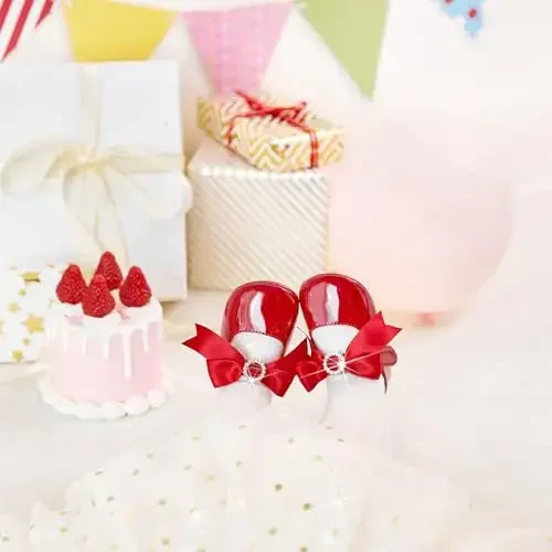 PHIRAMIN Baby Girls Mary Jane Flats - Infant Newborn Walking Shoes Soft Rubber Sole Princess Wedding - 3