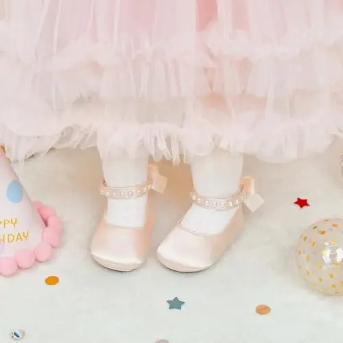PHIRAMIN Baby Girls Mary Jane Flats - Infant Newborn Walking Shoes Soft Rubber Sole Princess Wedding - PHIRAMIN (1)