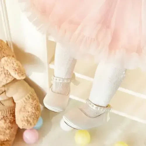 PHIRAMIN Baby Girls Mary Jane Flats - Infant Newborn Walking Shoes Soft Rubber Sole Princess Wedding - 2