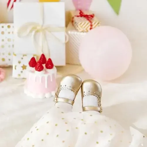 PHIRAMIN Baby Girls Mary Jane Flats - Infant Newborn Walking Shoes Soft Rubber Sole Princess Wedding - PHIRAMIN (1)