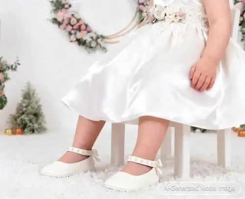 PHIRAMIN Baby Girls Mary Jane Flats - Infant Newborn Walking Shoes Soft Rubber Sole Princess Wedding - PHIRAMIN (1)