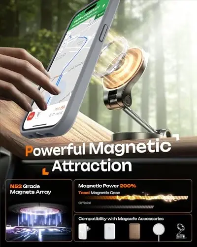 Phone 14 Pro Kılıf için TOCOL, Magsafe Şarj Cihazı ile Uyumlu, Tam Kamera Koruması, Düşme Koruması, iPhone 14 Pro 6.1 inç için Yarı Saydam Mat Telefon Kılıfı (Gri) - 4