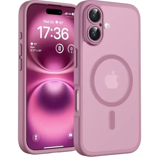 Phone 16 Kılıfı için TOCOL, Magsafe Şarj Cihazı ile Uyumlu, Tam Kamera Koruması, Düşme Koruması, iPhone 16 6.1 inç için Yarı Saydam Mat Telefon Kılıfı (Lila Moru) 