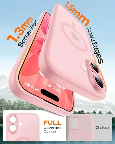 Phone 17 için TOCOL Kılıf, Magsafe Şarj Cihazı ile Uyumlu, Tam Kamera Koruması, Düşme Koruması, Phone 17 6.3 inç için Yarı Saydam Mat Telefon Kılıfı (Açık Pembe) - 6