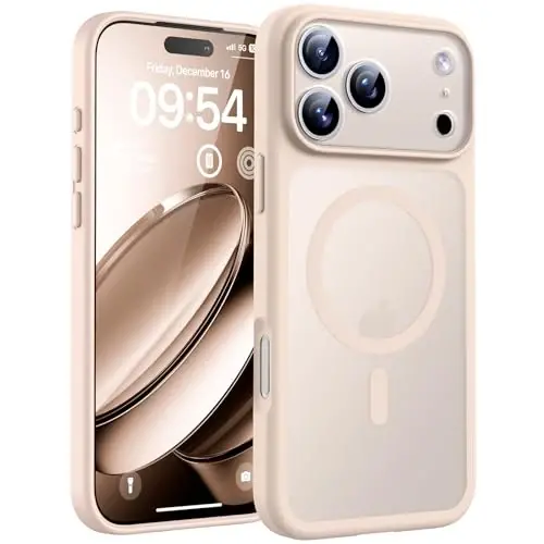 Phone 17 Pro Kılıfı için TOCOL, Tam Kamera Koruması, Dahili Manyetik Halka, Magsafe Şarj Cihazı ile Uyumlu, Düşme Koruması, Phone 17 Pro 6.3 inç için Yarı Saydam Mat Telefon Kılıfı (Çöl) 