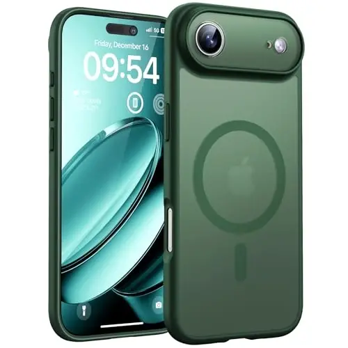 TOCOL for Phone Air Case, Full Camera Protection, Built-in Magnetic Ring, Compatible with Magsafe Charger, Drop Protection, Translucent Matte Phone Case for Phone 17 Air 6.5 inch (Alpine Green) 