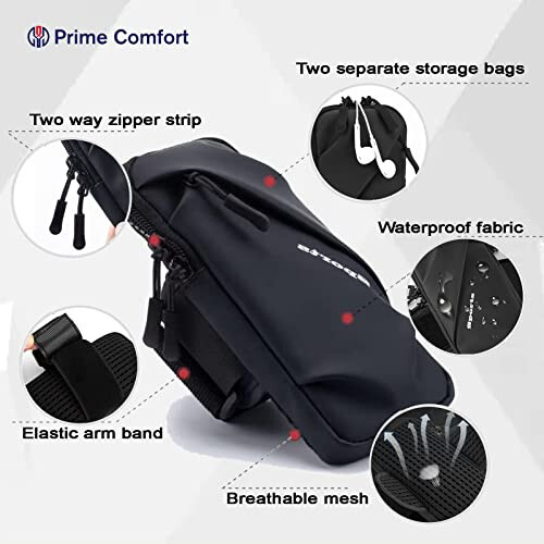 Phone Holder Arm Bands, Small Crossbody Shoulder Holsters Bag with Arm Band, Fits iPhone and All Cell Phones, Use for Running, Walking, Hiking & Biking (Plus Size,Black) - PRIME COMFORT (1)