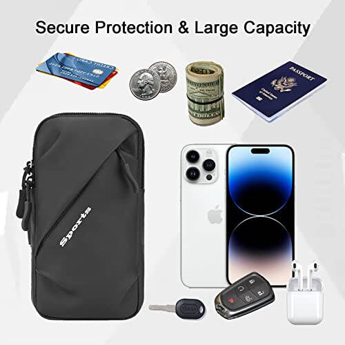 Phone Holder Arm Bands, Small Crossbody Shoulder Holsters Bag with Arm Band, Fits iPhone and All Cell Phones, Use for Running, Walking, Hiking & Biking (Plus Size,Black) - 4